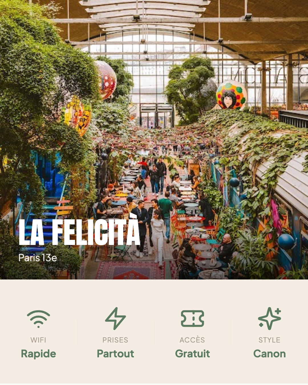 La Felicità, Paris 13e.
C’est devenu notre QG quand on est en visio. Le WiFi ti